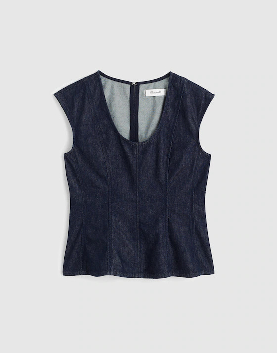 Denim Seamed Scoopneck Top in Rinse Wash | Madewell