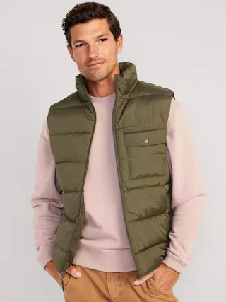 Men's Brown Puffer Vest - American Jacket Store