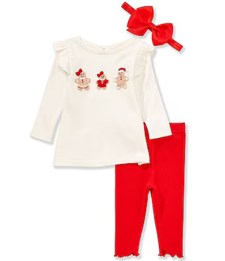 Baby Girls Long Sleeve Gingerbread Ruffle Top & Pants Set | Dillard's