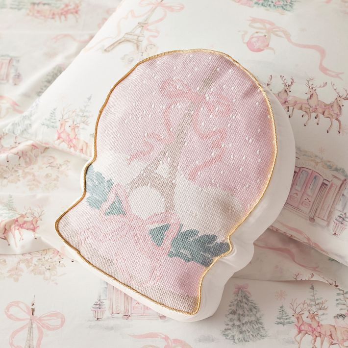 LoveShackFancy Paris Snow Globe Needlepoint Pillow | Pottery Barn Teen