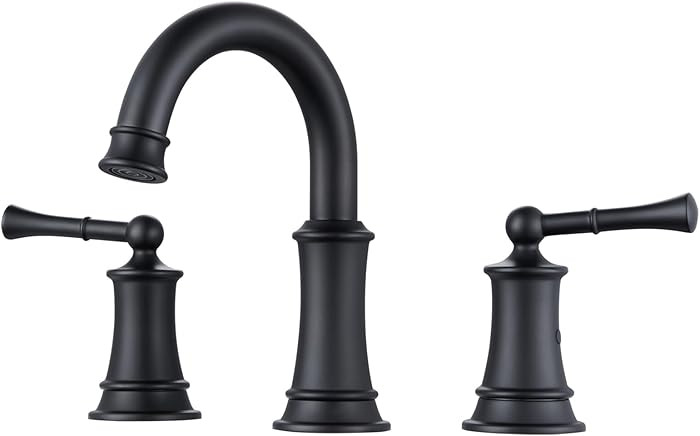 Black Bathroom Faucet, 8 Inch Bathroom Sink Faucet with Pop-up Drain Assembly, Widespread Bathroo... | Amazon (US)