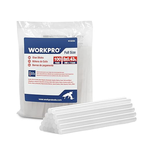 WORKPRO Full Size Hot Glue Sticks, 100-pack, 0.43x8 Inches, Compatible with Most Glue Guns, Multi... | Amazon (US)