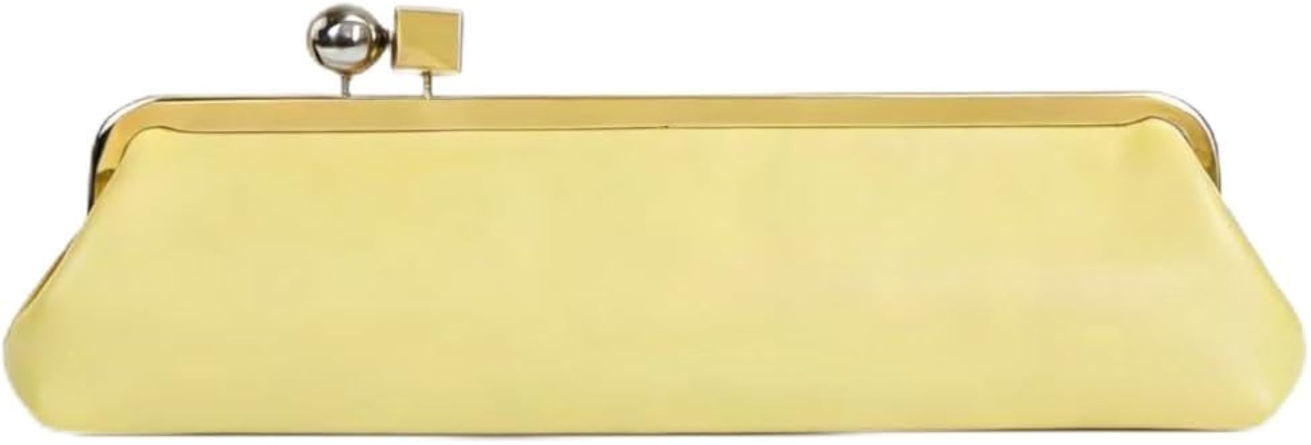 kisslock Clutch Purse, Microfiber Leather Evening Bag with Gold Frame Clasp, Women's Formal Party... | Amazon (US)