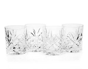 Dublin 8 oz. Leaded Crystal Double Old Fashioned Whiskey Glasses, Set of 4 - Walmart.com | Walmart (US)