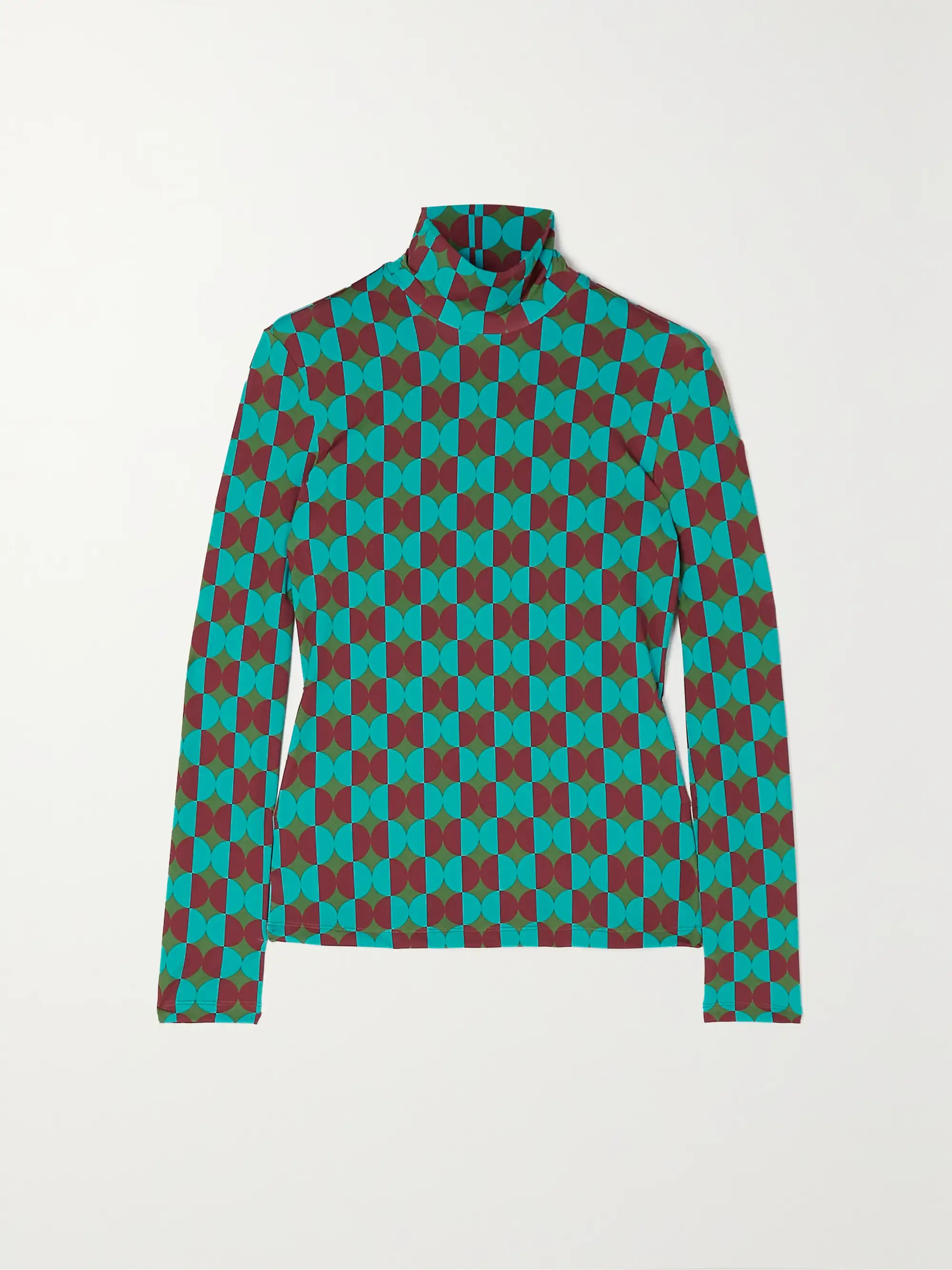 Printed stretch-jersey turtleneck top | NET-A-PORTER (US)