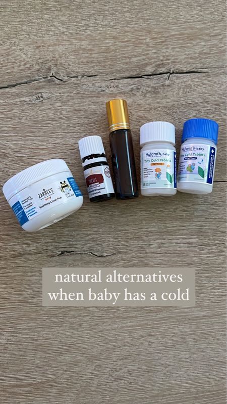 Natural alternatives to OTC medicine when baby has a cold 
~ Zarbees soothing chest rub 
~ Thieves - rub bottoms of feet for quick absorption, supports immunity
~ Digize - rub between shoulder blades for cough/congestion ( mixed w viva fractionated coconut oil to dilute for baby’s skin) 
~ Hylands  dissolvable tablets to tackle common cold symptoms (day & night)

*not medical advice, sharing what works for us!* always check with your doctor first 🙃

#LTKSeasonal #LTKbaby #LTKbump