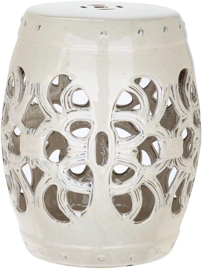 Safavieh Imperial Vine Ceramic Decorative Garden Stool, Cream | Amazon (US)