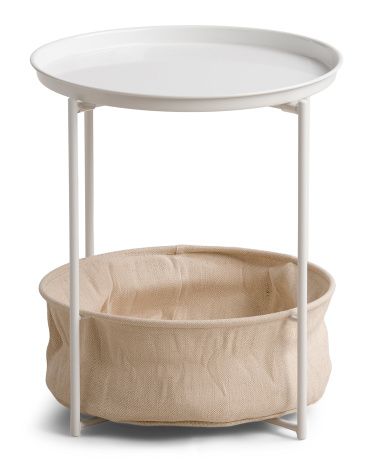 Round Side Table With Soft Basket | TJ Maxx