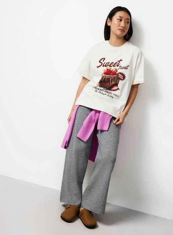 Cream Sweet Treat Print Oversized T-Shirt XL | Tu Clothing