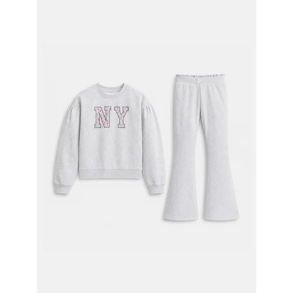Wonder Nation Girls' Sweatshirt and Flare Leggings Set, 2-Piece, Sizes 4-10 | Walmart (US)
