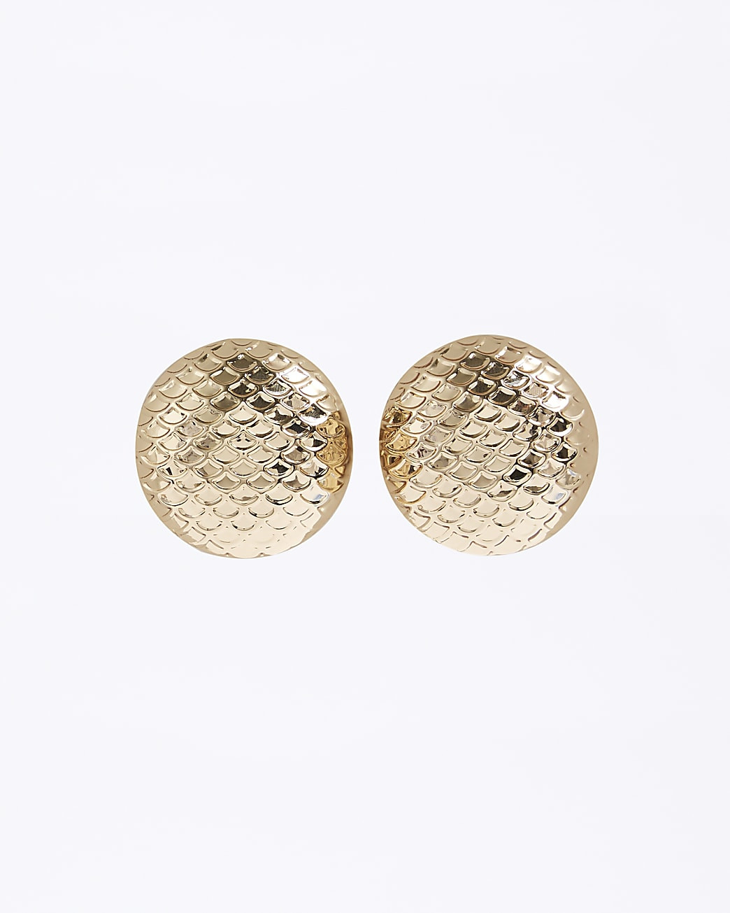 Gold Textured Dome Stud Earrings | River Island UK & IE