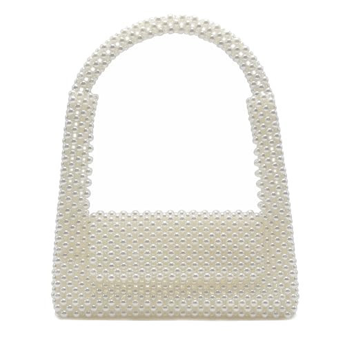 Miuco Pearl Bag Clutch Purses For Women Wedding Bride Purse Sparkly Glitterl Beaded Handbag White | Amazon (US)