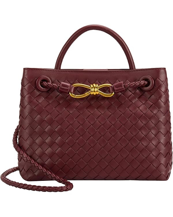 Woven Tote Bag for Women Leather Shoulder Handbag Designer Top Handle Purses | Amazon (US)