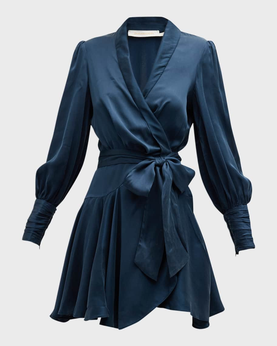 Zimmermann Silk Wrap Mini Dress | Neiman Marcus