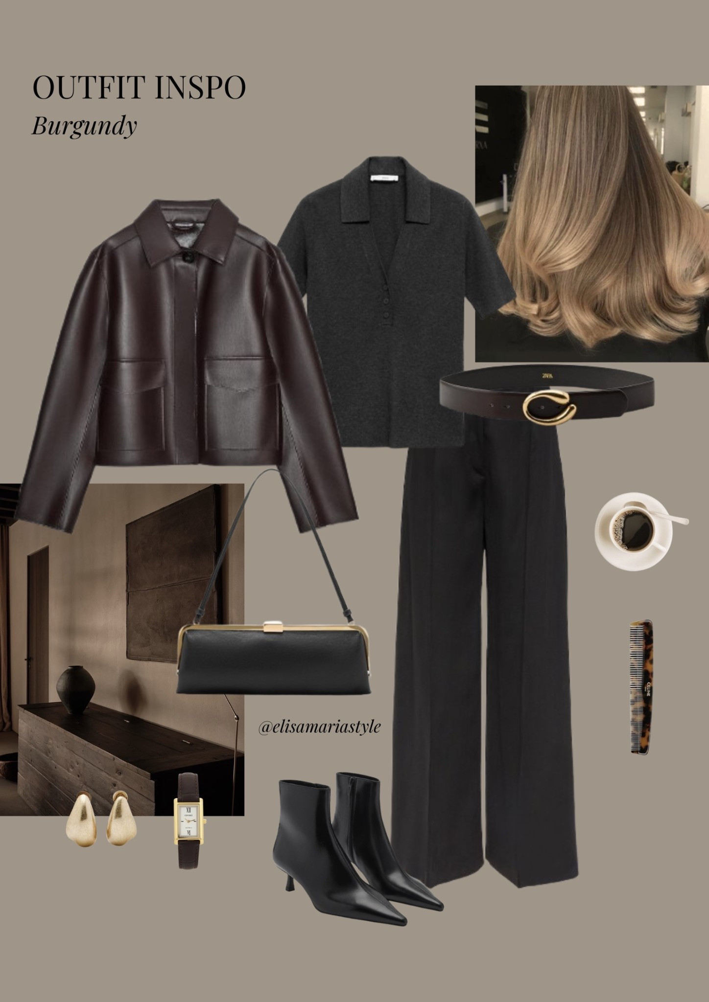 Burgundy leather jacket outfit idea for fall 🤎

#LTKautumn #LTKstyletip #LTKworkwear