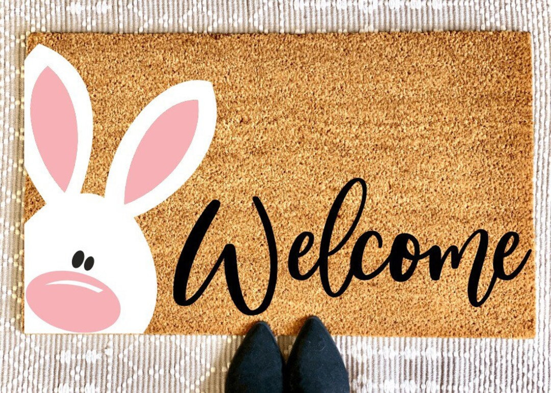 Bunny Welcome Mat | Easter Doormat | Easter Porch Decor | Spring Porch Decor | Spring Welcome Mat... | Etsy (US)
