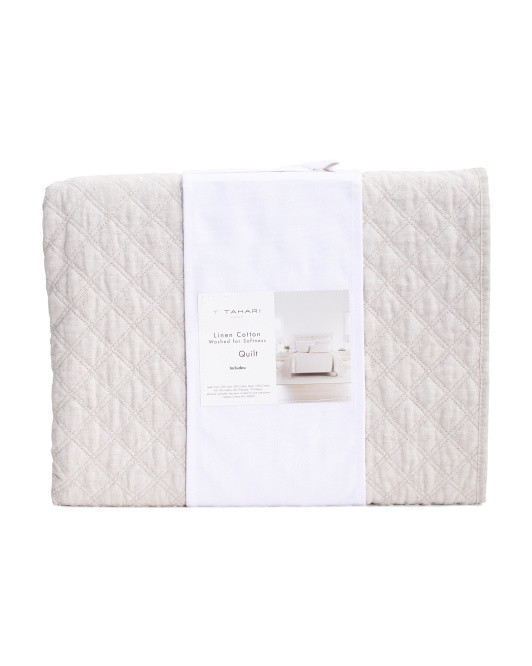 Double Diamond Mel Linen Blend Quilt | TJ Maxx
