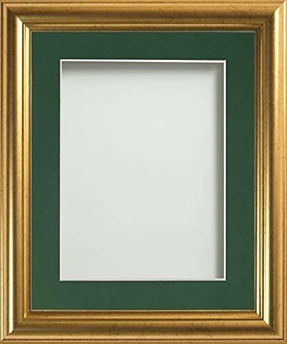 Frame Company Eldridge Gold 14x11 inch Picture Photo Frames With Bottle Green Mount for Image 10x... | Amazon (UK)