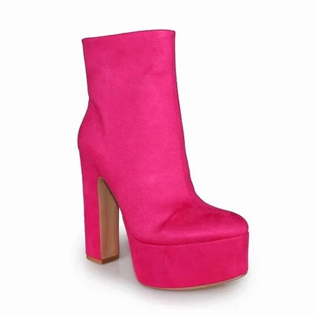 Women’s Hot Pink Platform Ankle Boots | Walmart (US)