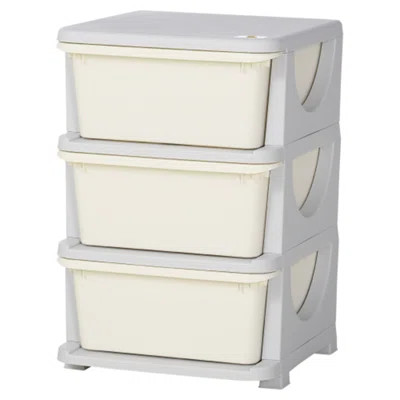Qaba 3 Tier Kids Storage Unit, 3 Drawer Chest Toy Organizer Plastic Bins For Kids Bedroom Nursery Kindergarten Living Room For Toddlers, Cream White | Wayfair North America