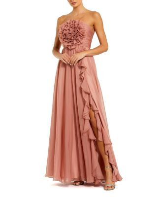 Strapless Chiffon Gown With Oversized 3D Flower | Bloomingdale's (US)