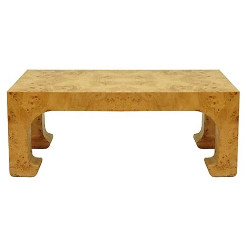 Worlds Away Nicola Modern Classic Brown Burl Rectangular Pagoda Coffee Table | Kathy Kuo Home