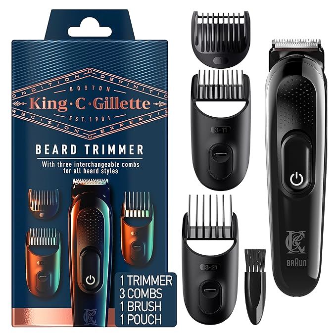 King C. Gillette Cordless Beard Trimmer for Men, Kit includes 1 Trimmer, 3 Interchangeable Combs,... | Amazon (US)