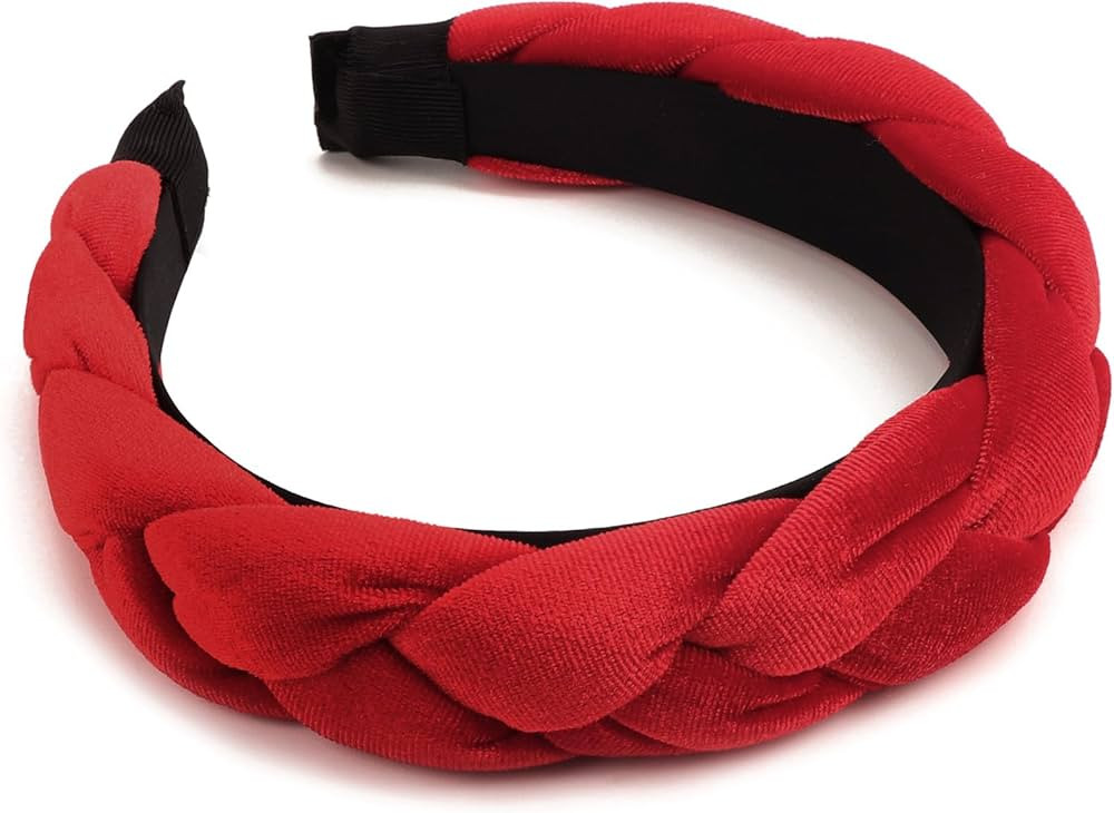 DRESHOW Red Braided Headbands for Women Velvet Hair Hoop Elastic Criss Cross Hair Bands Accessori... | Amazon (US)