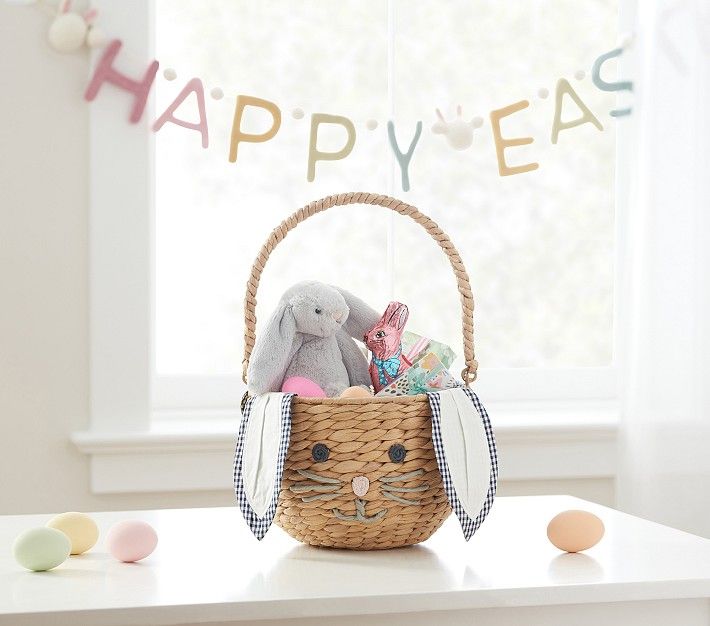 Seagrass Bunny Face Basket & Liner | Pottery Barn Kids