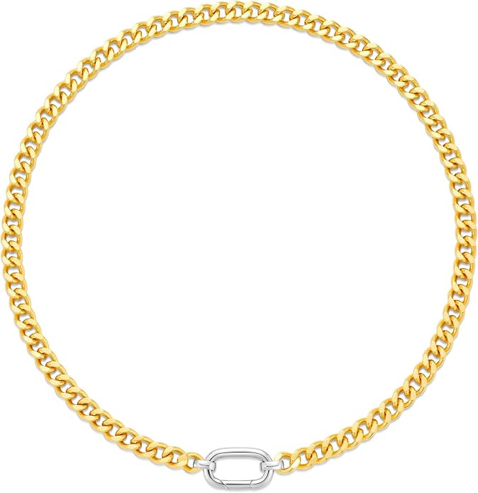 Chunky Gold Necklace Cuban Link Chain Choker for Women Men Gold & Silver Plated Trendy Unisex Sta... | Amazon (US)