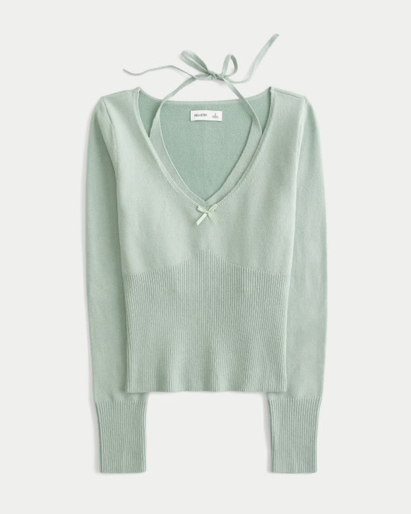 Long-Sleeve Halter Tie Sweater | Hollister (UK)