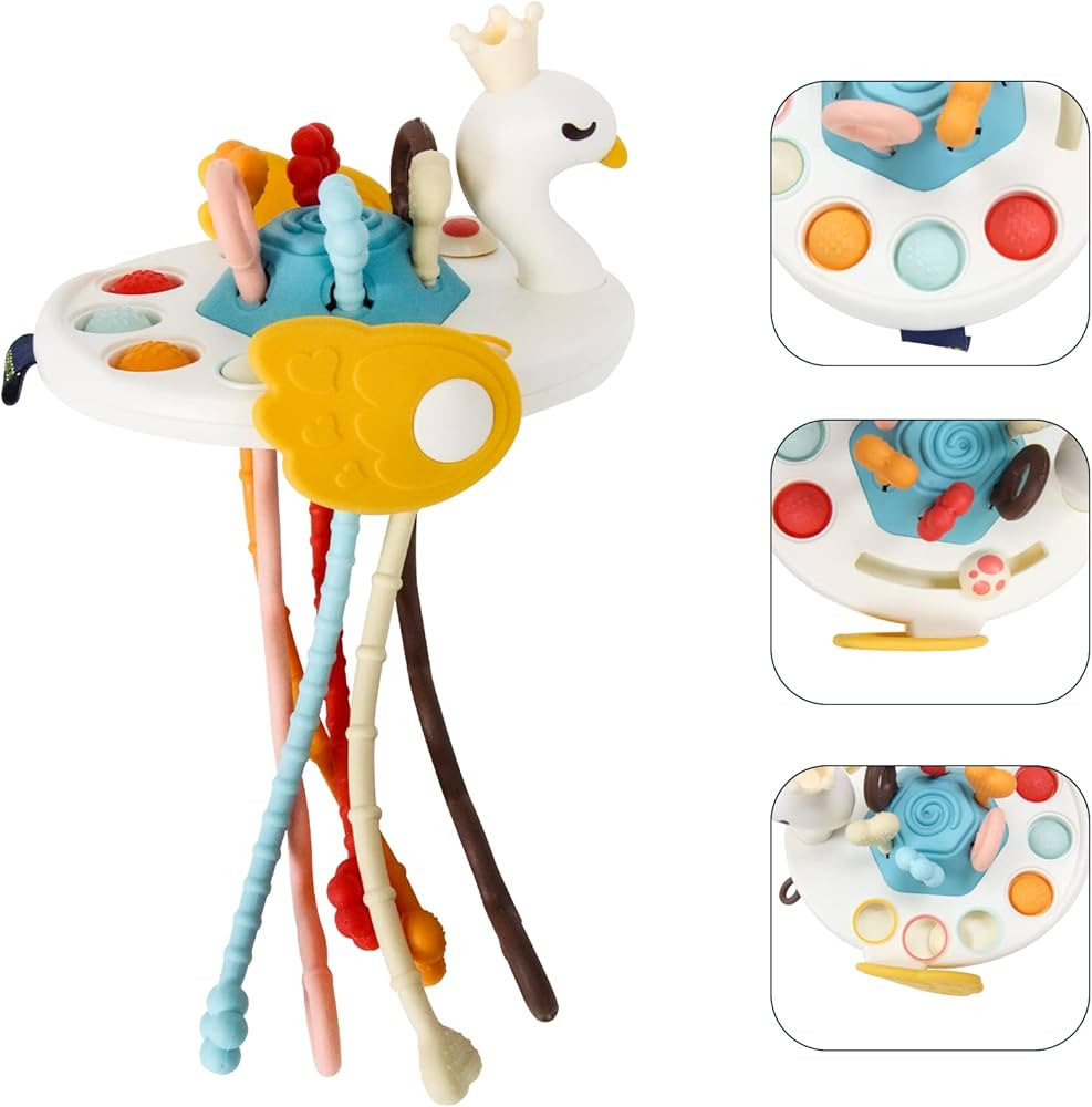 PUTOYZZLE Montessori Pull String Learning Toy Baby Sensory Toys Infants Swan Shape Toddler Travel... | Amazon (US)