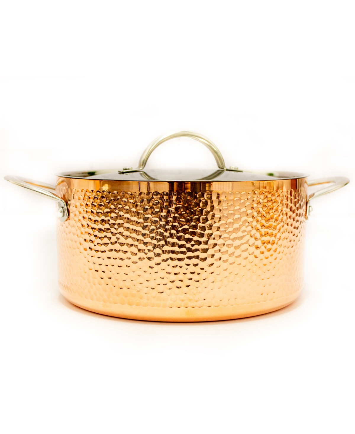 Tri-Ply 9.5" Covered Dutch Oven, Hammered - Copper | Macy's