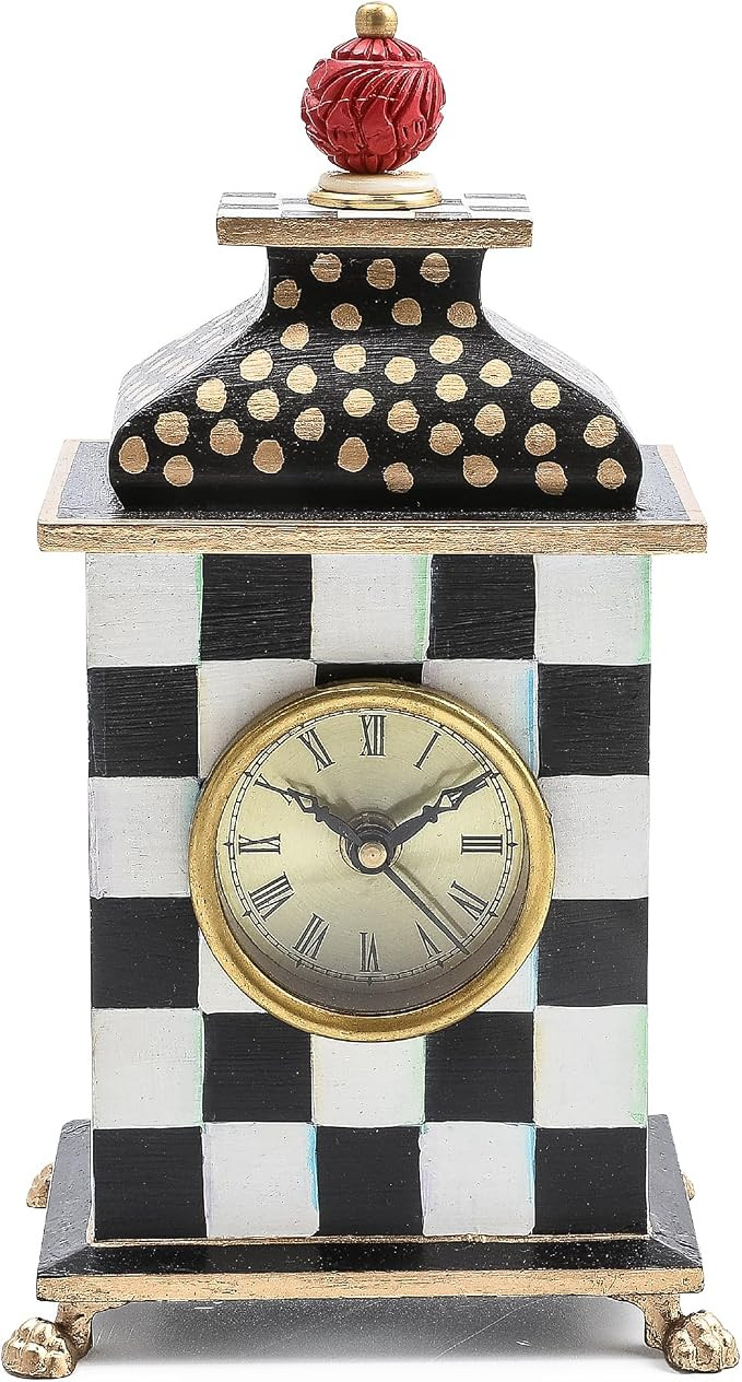 MACKENZIE-CHILDS Desk Clock, Decorative Wood Clock for Kitchen and Living Room, Black-and-White C... | Amazon (US)