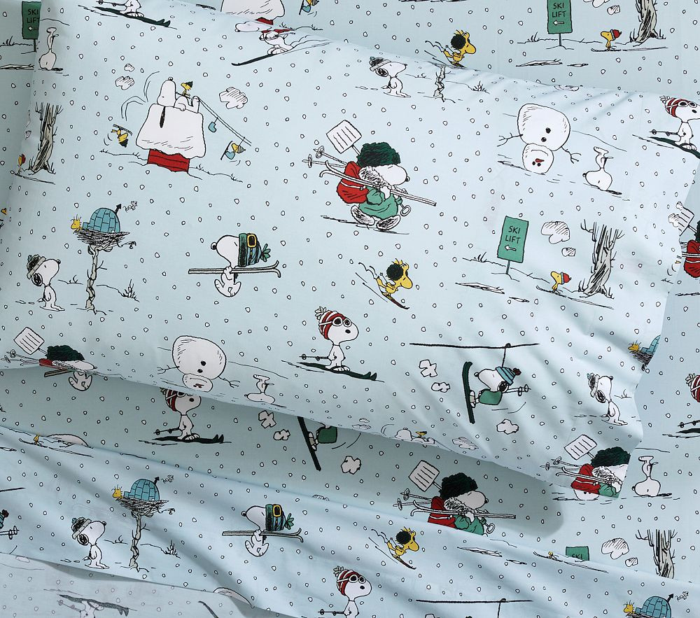 Peanuts(R) Snoopy(R) Ski Organic Sheet Set, Full , Multi | Pottery Barn Kids
