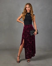 Aurora Paisley Velvet Mesh Maxi Skirt | VICI
