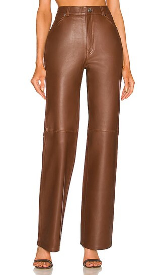 Mila Leather Boot Cut Pant in Brown | Revolve Clothing (Global)