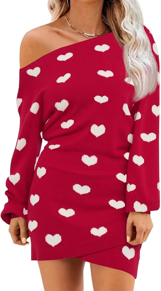Wenrine Women's Off The Shoulder Sweater Dress 2025 Fall Winter Casual Long Sleeve Knit Slim Fit ... | Amazon (US)