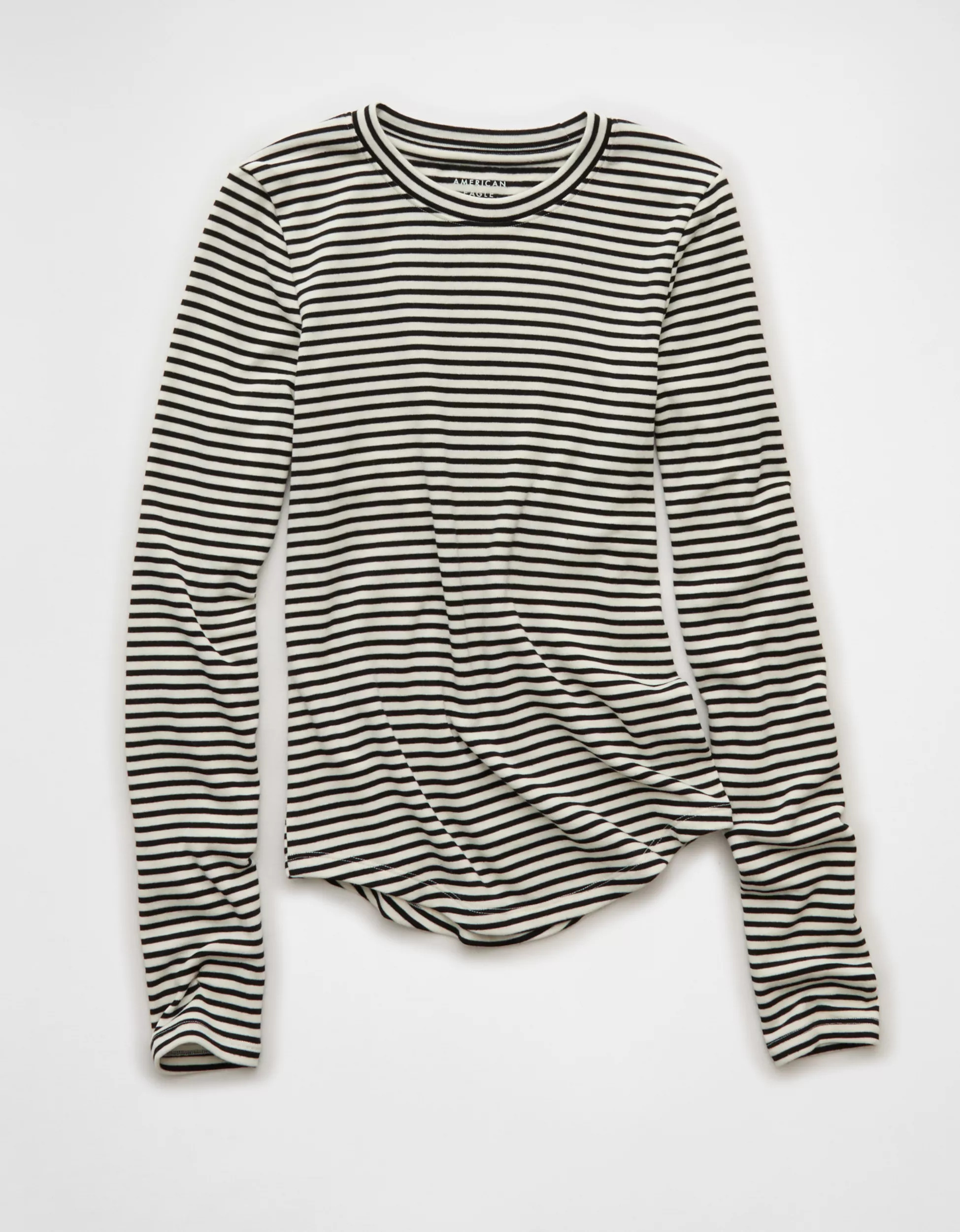 AE Long Sleeve Cozy Crewneck T-Shirt | American Eagle Outfitters (US & CA)