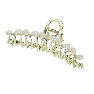 Unique Bargains Women's Faux Crystal Bling Bow Tie Hair Clips and Pins Gold Tone 1 Pc | Target