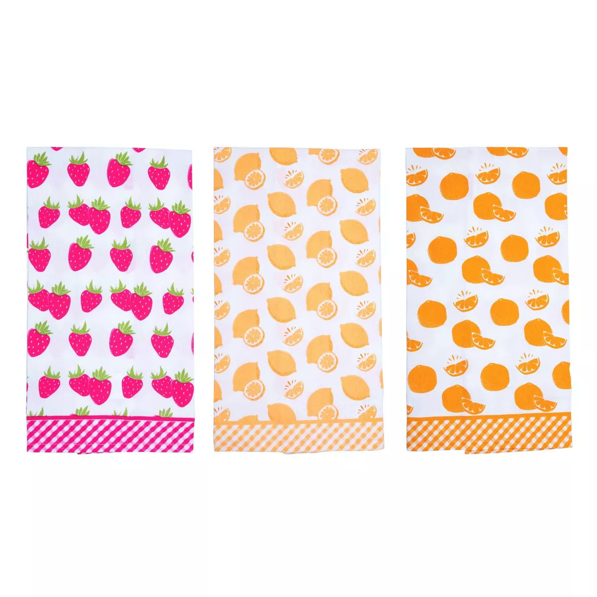 Transpac Cotton Printed Summer Fruit Tea Towel Set of 3 Spring Home Decorations | Target