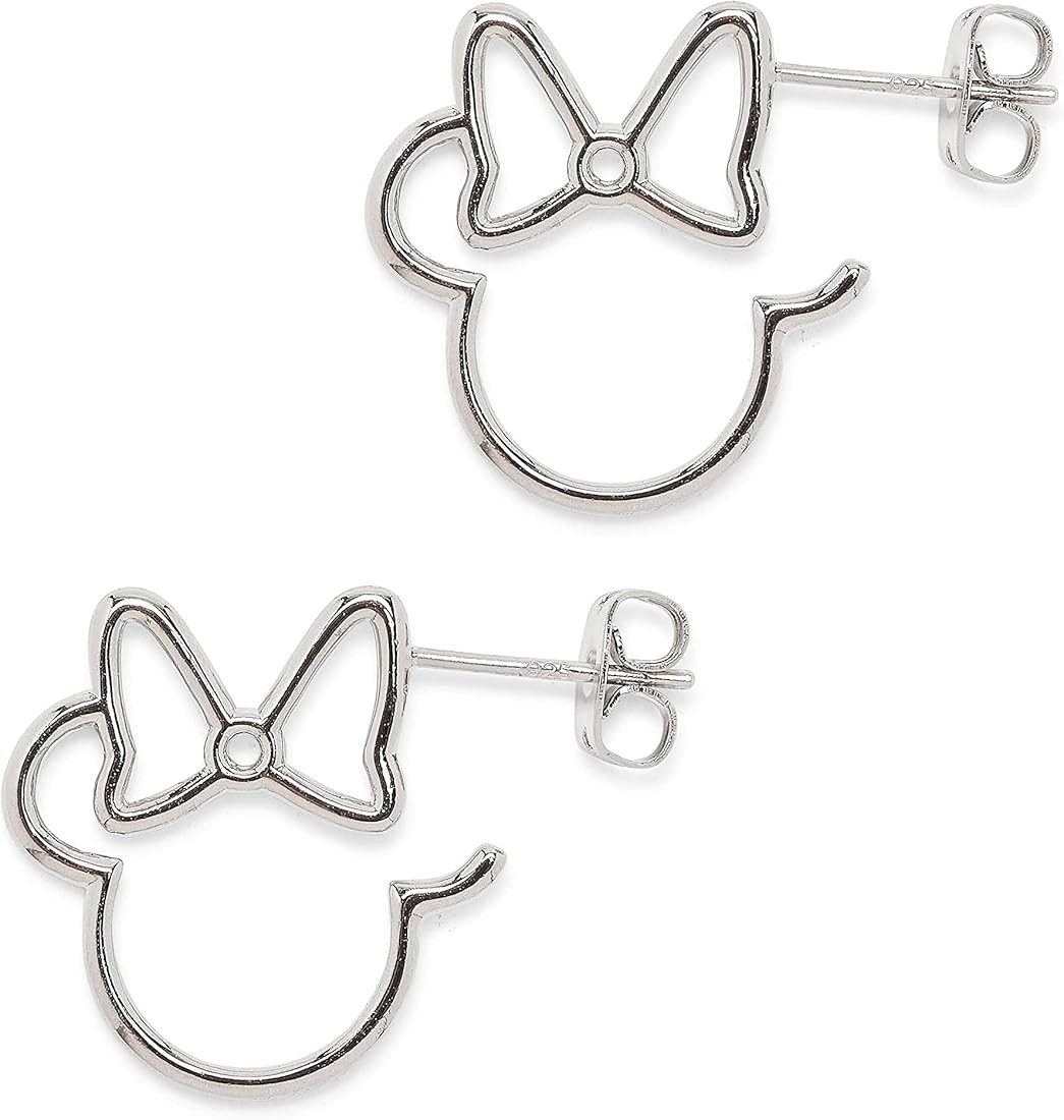 Pura Vida Silver Plated Disney Minnie Mouse Hoop Earrings - Brass Base, Sterling Silver Posts - 1... | Amazon (US)