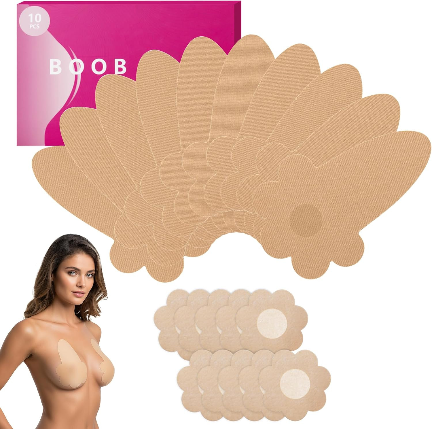 10 Pcs Boob Tape for Breast Lift,BoobTape with 10 Pcs Pastie | Amazon (US)