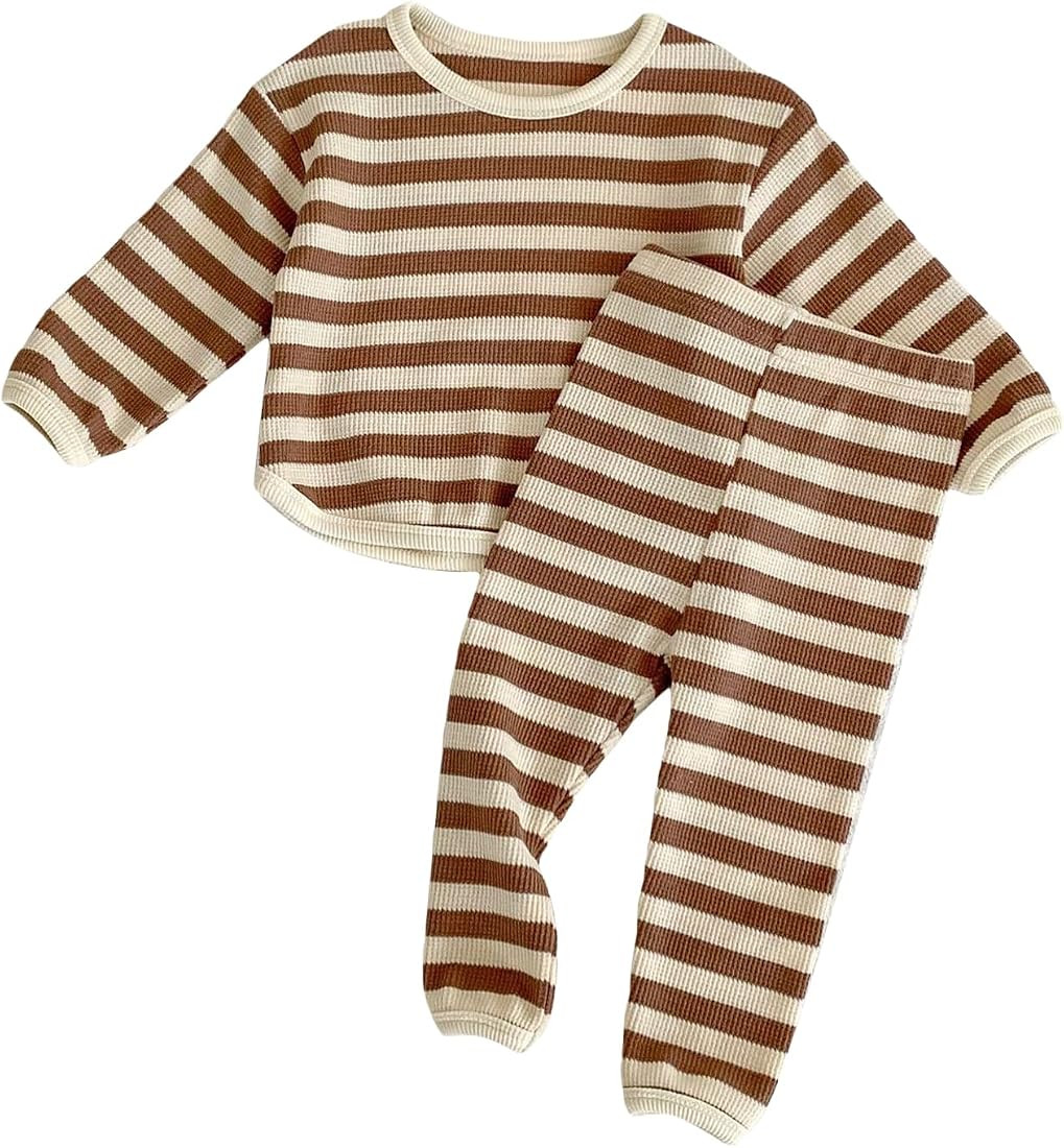 RSRZRCJ Kids Toddler Baby Girl Fall Winter Clothes Waffle Knit Long Sleeve Pullover Sweatshirt To... | Amazon (US)