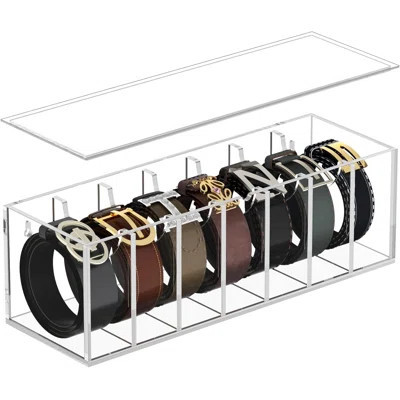 Belt Organizer, Acrylic Belt Storage For Closet With Dust Cover, Clear Belt Container Display Holder For Drawer, Clear Belt Tie Case Hanger With 7 Com | Wayfair North America