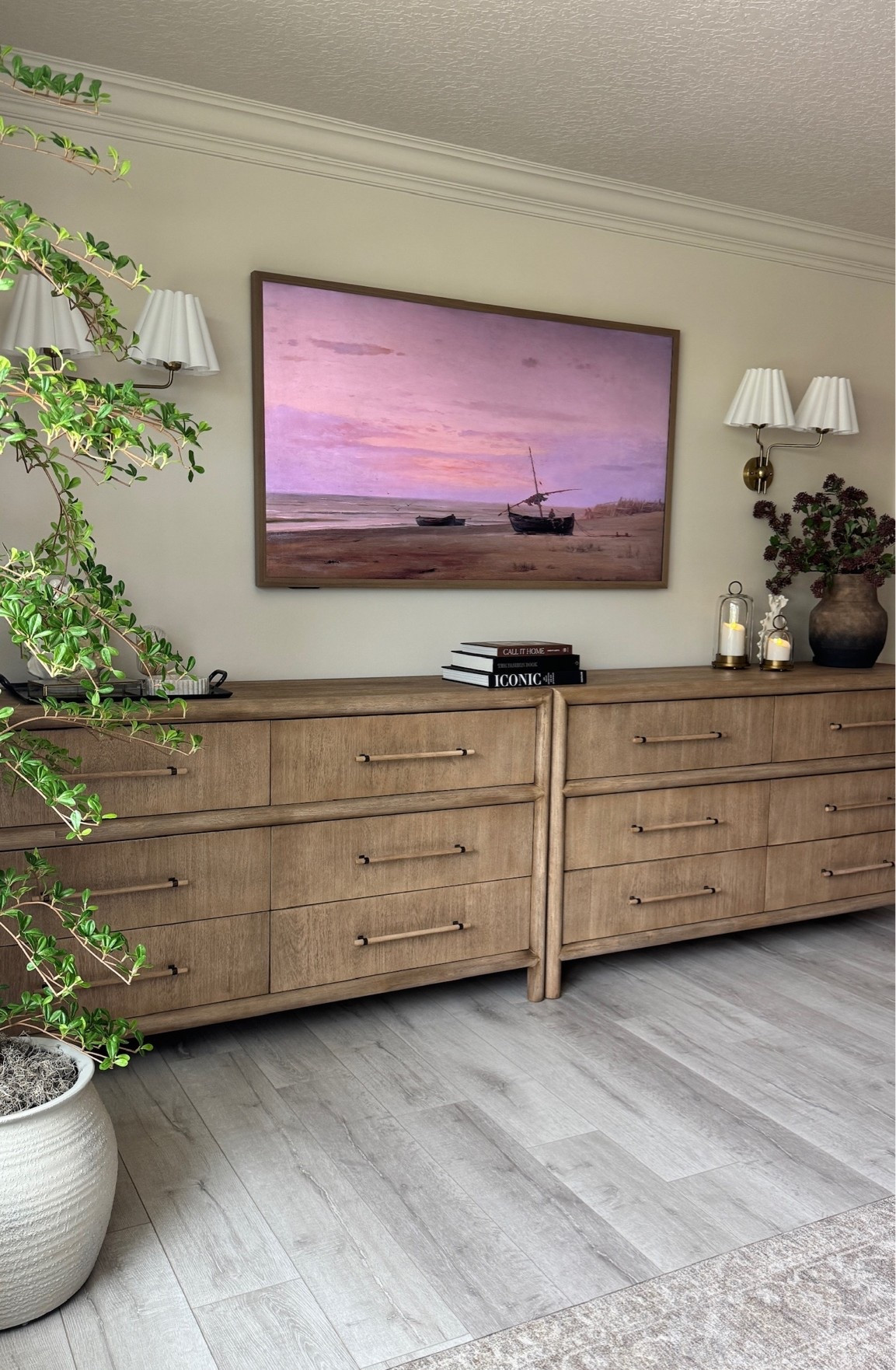 We needed a long dresser so we opted to push two dressers together and it looks amazing!

#LTKHome