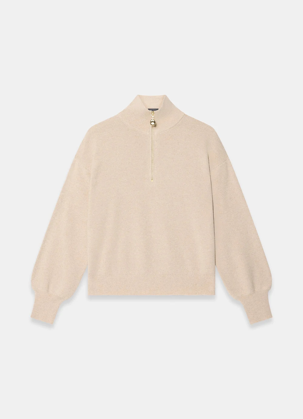 Neutral Funnel Neck Zip Through Jumper | Mint Velvet