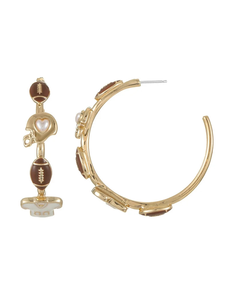 Packed Party Women's Touchdown and Score Silver Hoops, 1 Pair | Walmart (US)