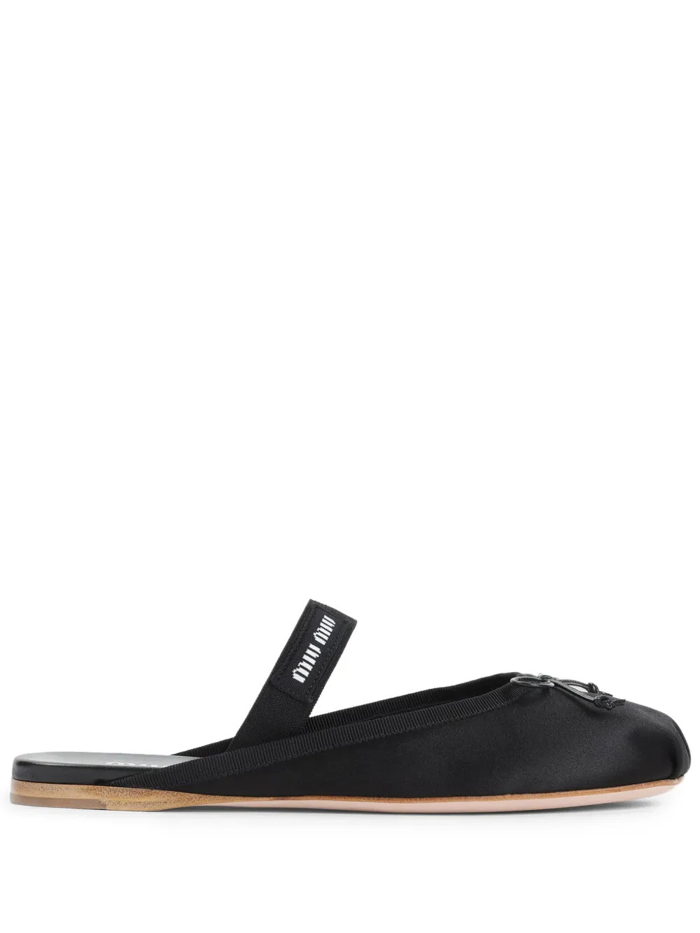 Miu Miu Leather Flat Mules | Black | FARFETCH BE | Farfetch Global