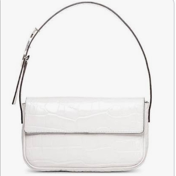 Staud Tommy Croc White Embossed Leather Handbag | Poshmark